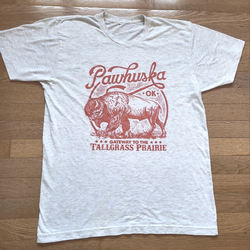 Oklahoma Red Graphic T-Shirt Men's Medium Grey/ White Cotton Single Stich Sleeve